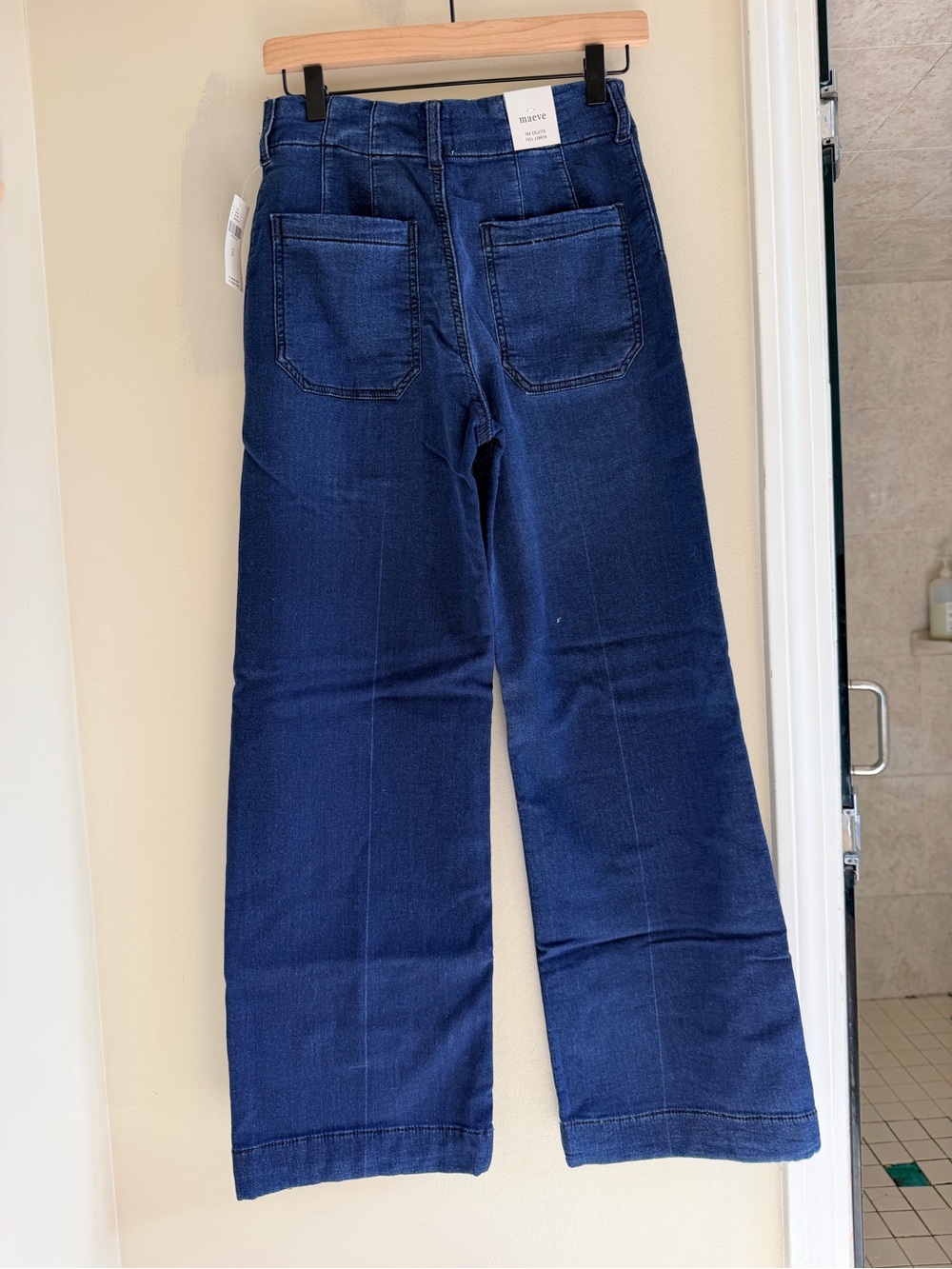 Maeve Colette Knit High-Rise Wide-Leg Full-Length Jeans NWT size 25